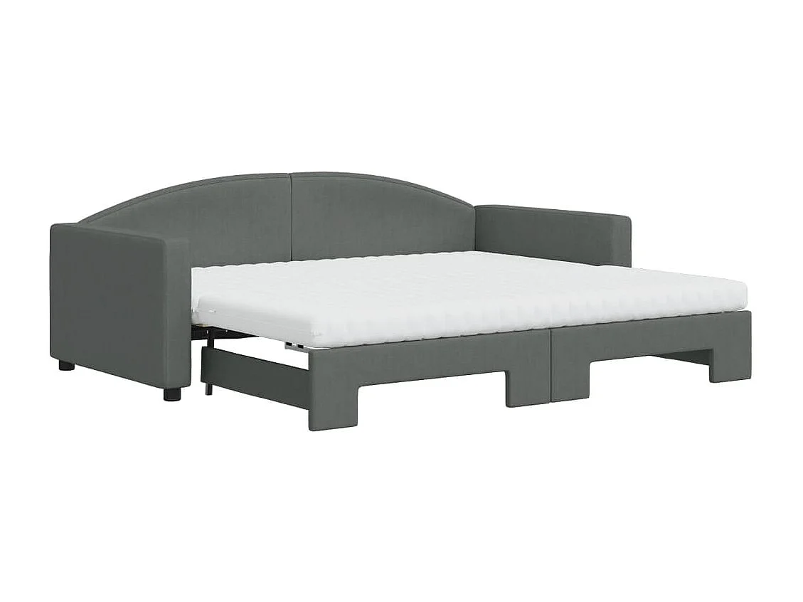 Berkfield Daybed with Trundle and Mattresses Dark Grey 90x190 cm Fabric