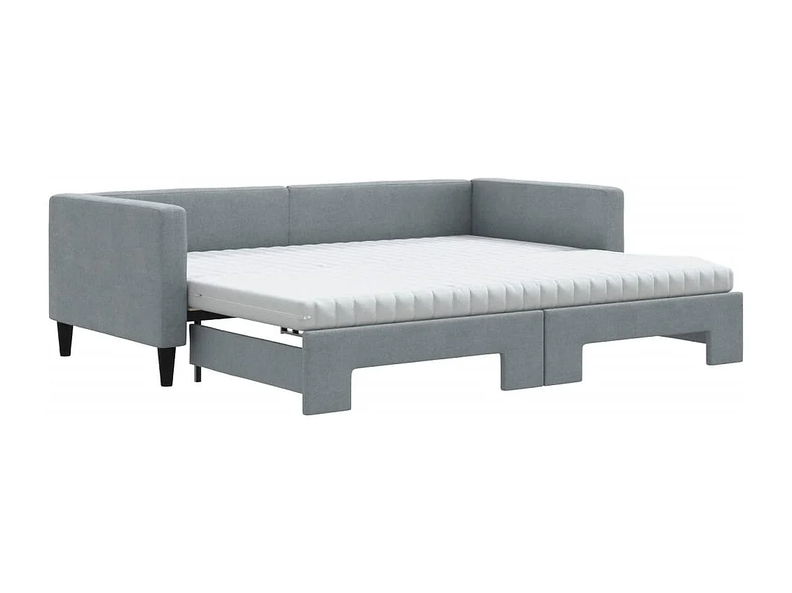 Berkfield Daybed with Trundle and Mattresses Light Grey 90x190 cm Fabric