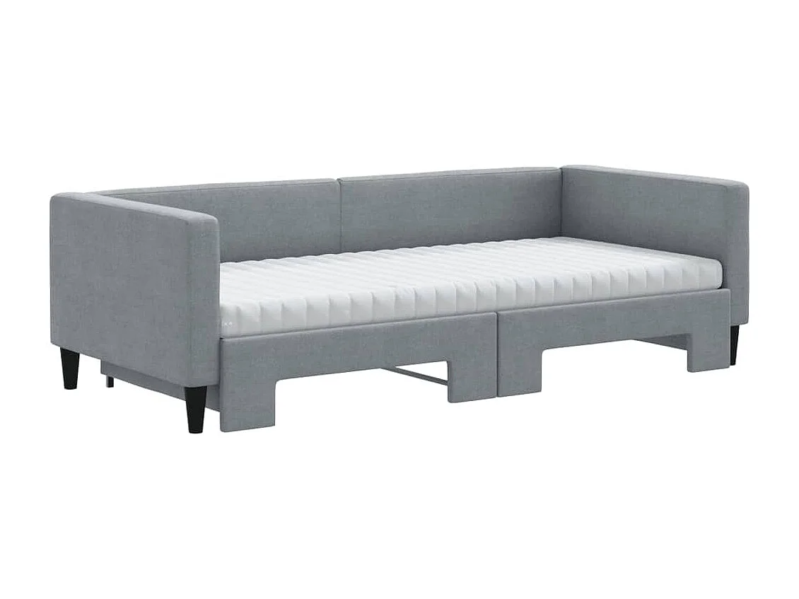 Berkfield Daybed with Trundle and Mattresses Light Grey 90x190 cm Fabric