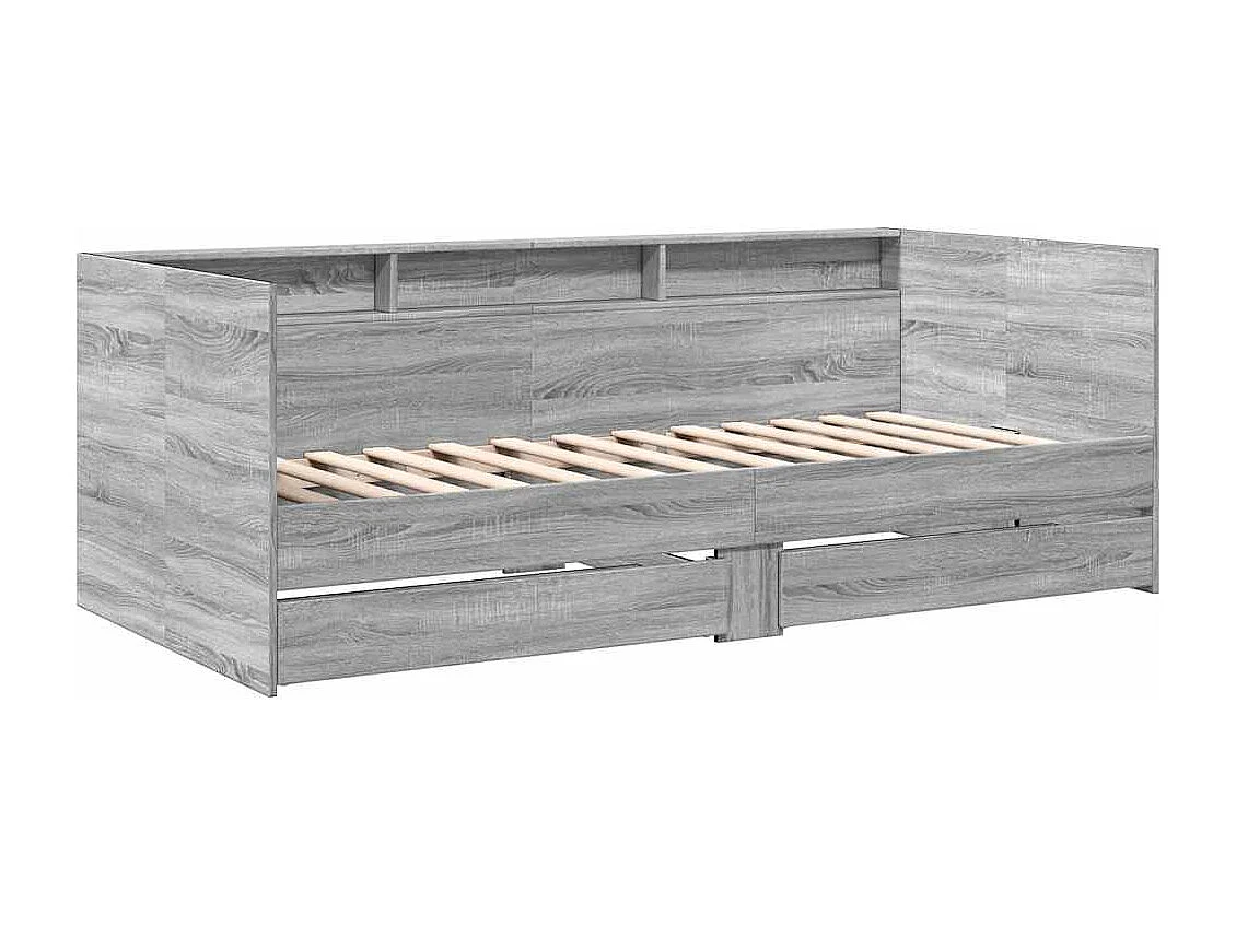 Berkfield Daybed with Drawers without Mattress Grey Sonoma 90x200 cm