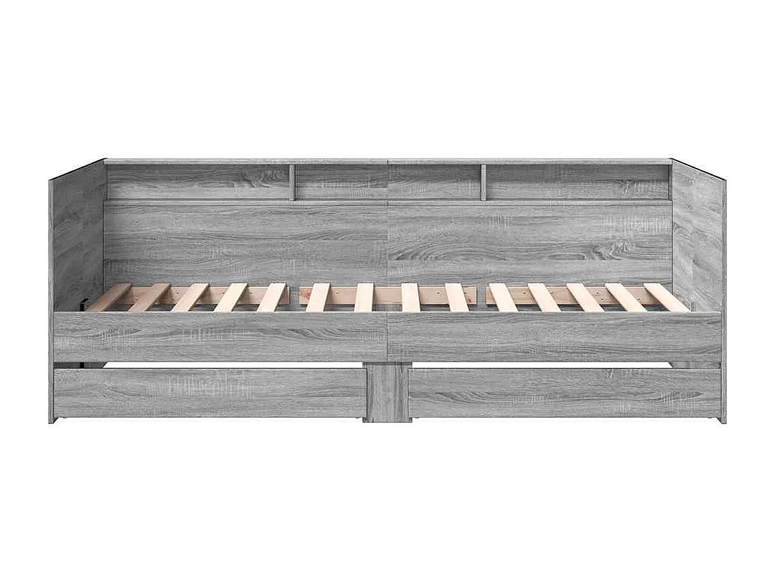 Berkfield Daybed with Drawers without Mattress Grey Sonoma 90x200 cm