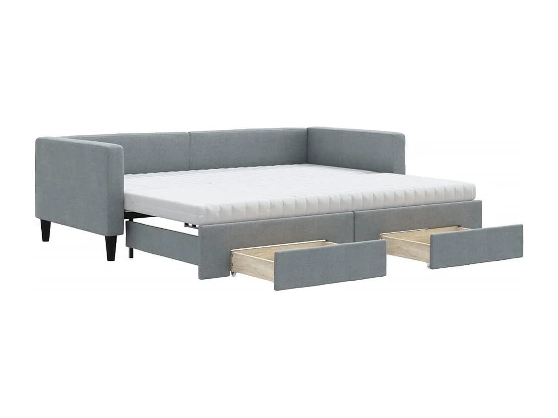 Berkfield Daybed with Trundle and Drawers Light Grey 90x190 cm Fabric