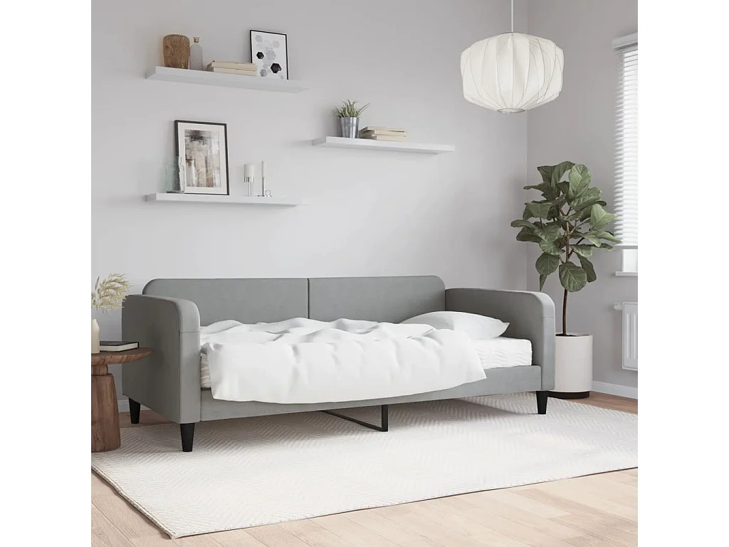 Berkfield Daybed with Mattress Light Grey 90x190 cm Fabric