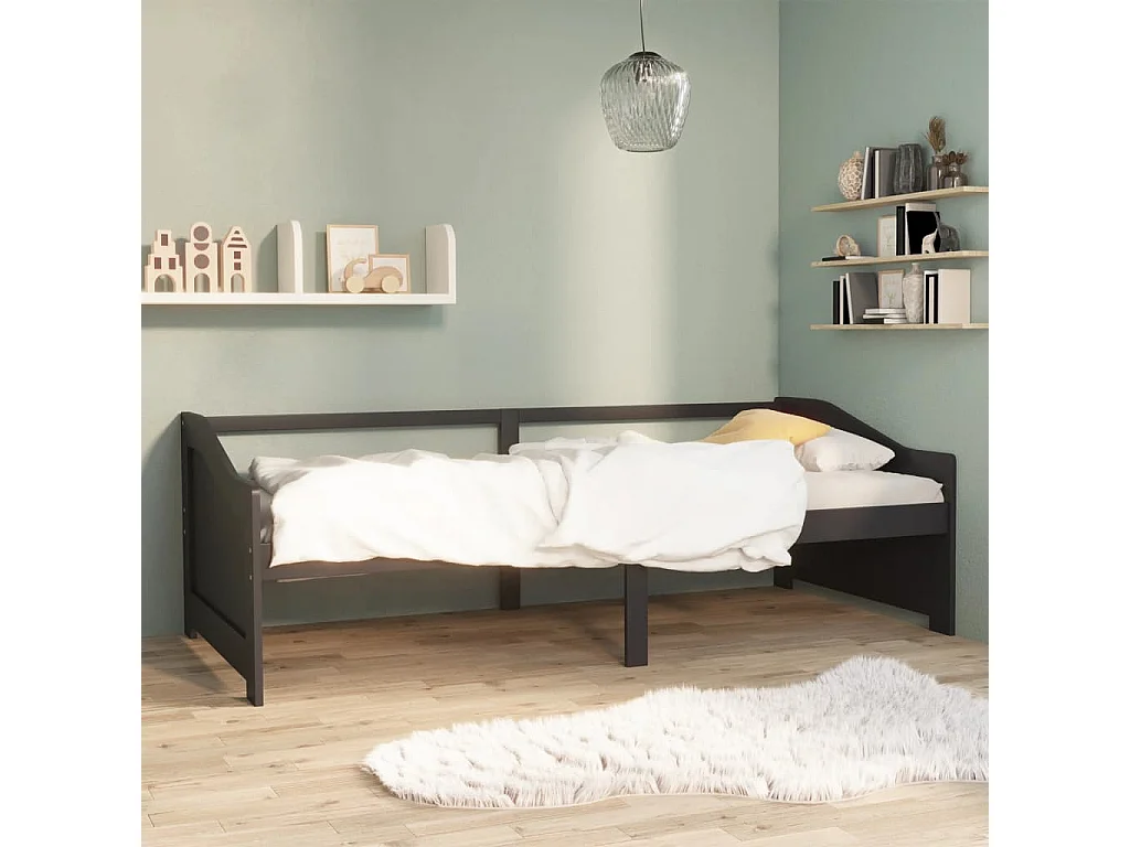 Berkfield 3-Seater Day Bed without Mattress Dark Grey 90x200cm