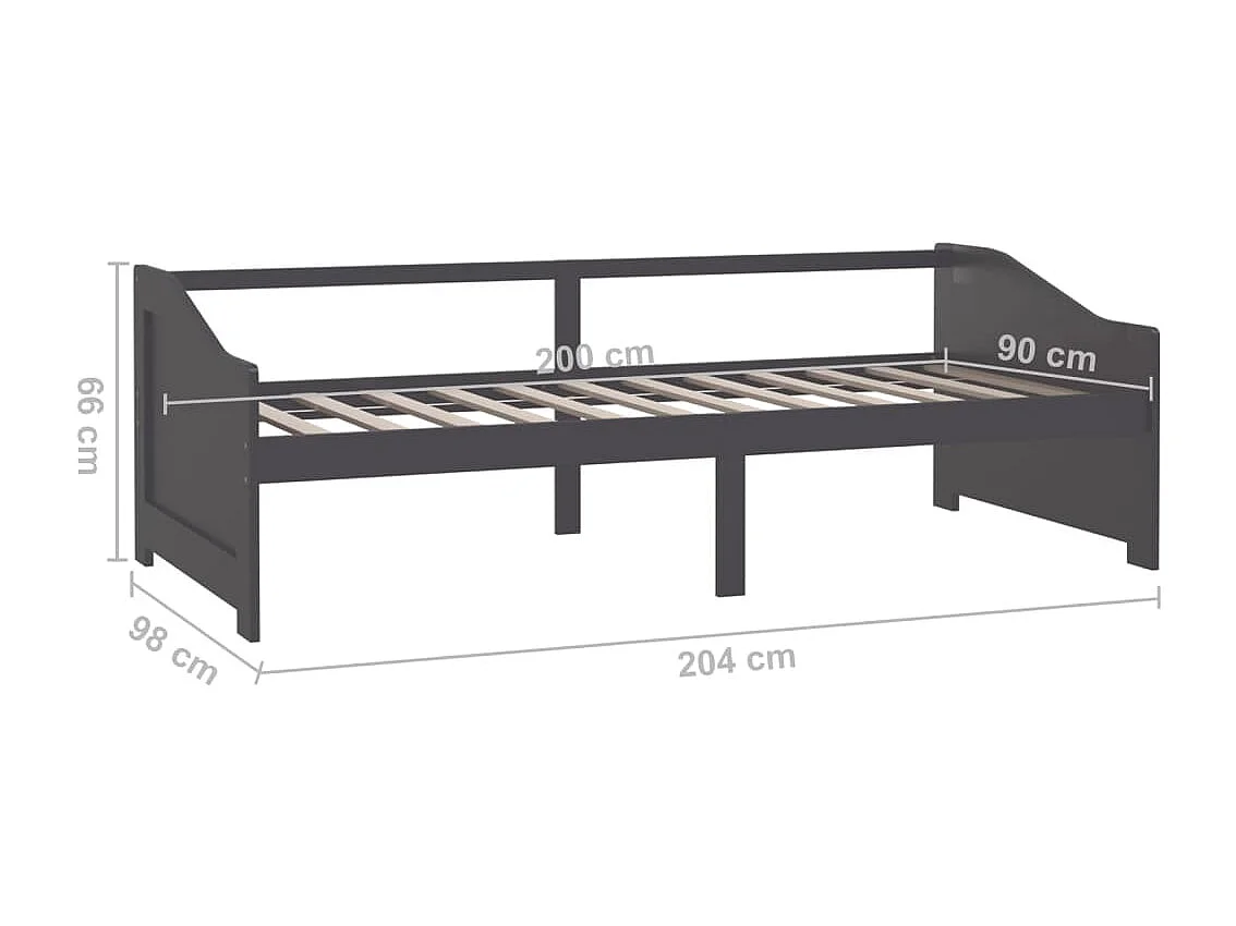 Berkfield 3-Seater Day Bed without Mattress Dark Grey 90x200cm