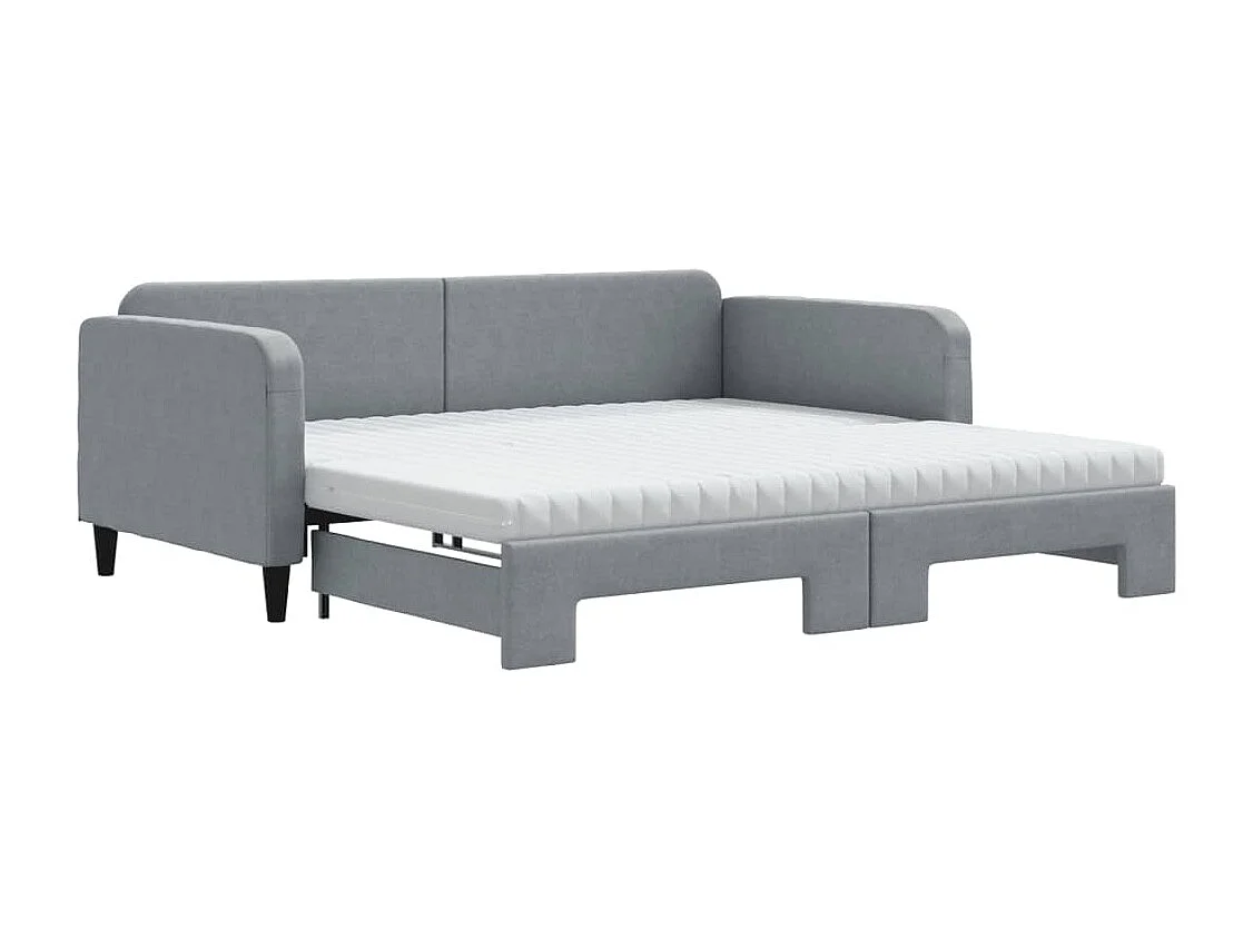 Berkfield Daybed with Trundle and Mattresses Light Grey 90x190 cm Fabric