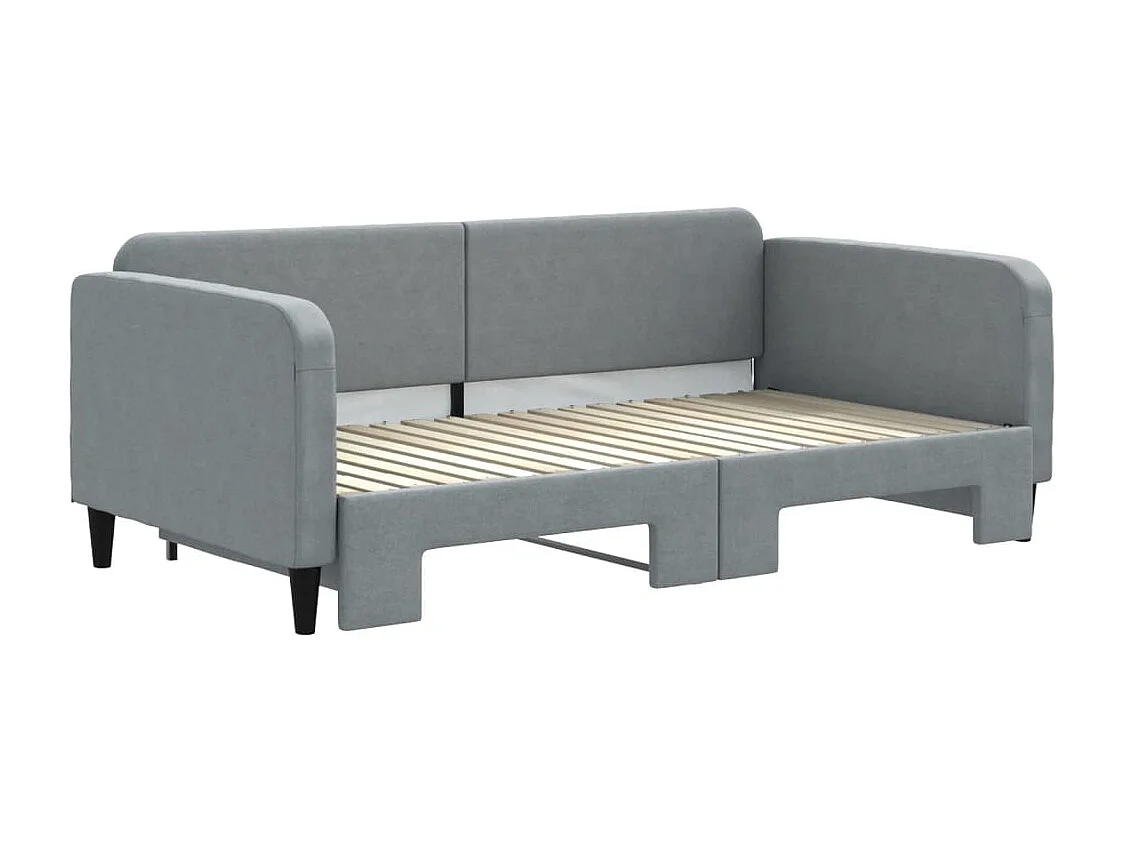 Berkfield Daybed with Trundle and Mattresses Light Grey 90x190 cm Fabric