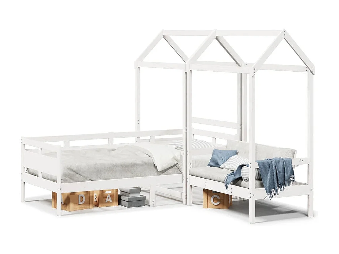 Berkfield Day Bed and Bench Set with Roof without Mattress White 80x200 cm