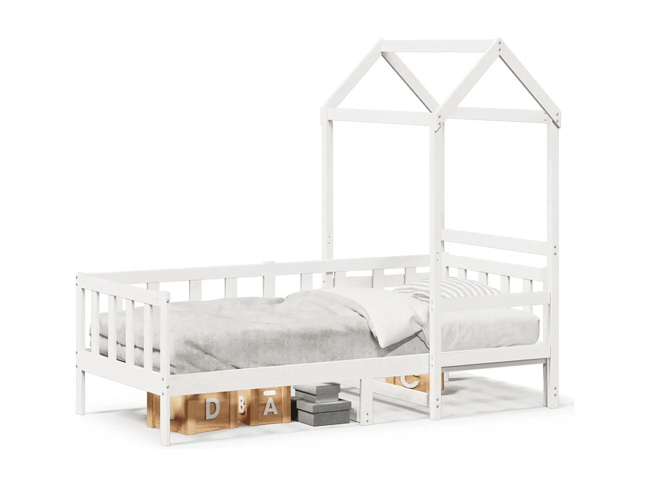 Berkfield Day Bed with Roof without Mattress White 80x200 cm Solid Wood