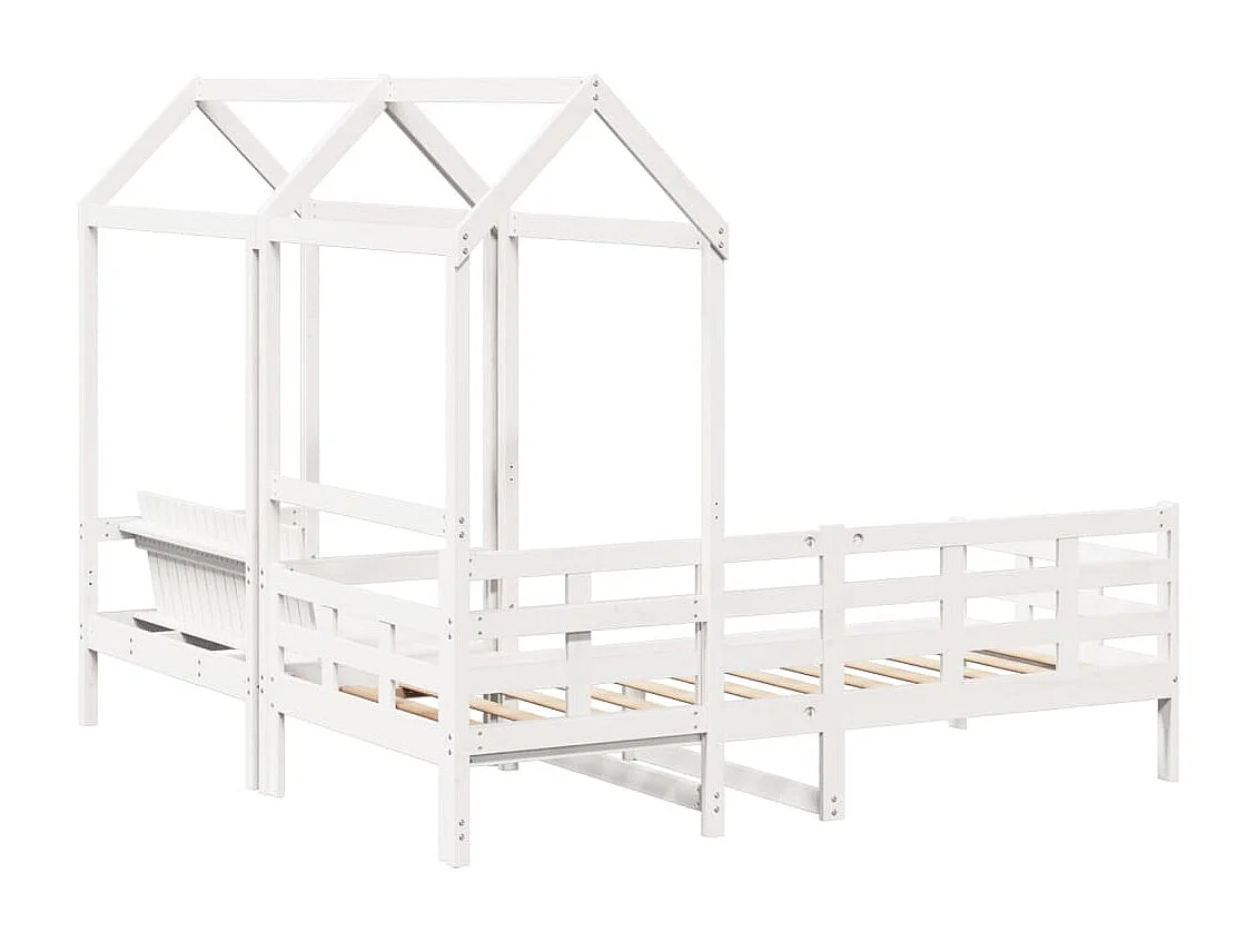 Berkfield Day Bed and Bench Set with Roof without Mattress White 80x200 cm