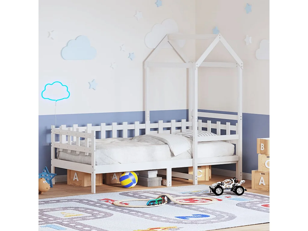 Berkfield Day Bed with Roof without Mattress White 80x200 cm Solid Wood