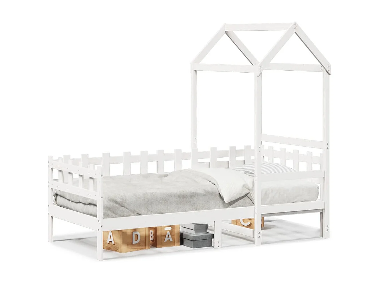 Berkfield Day Bed with Roof without Mattress White 80x200 cm Solid Wood