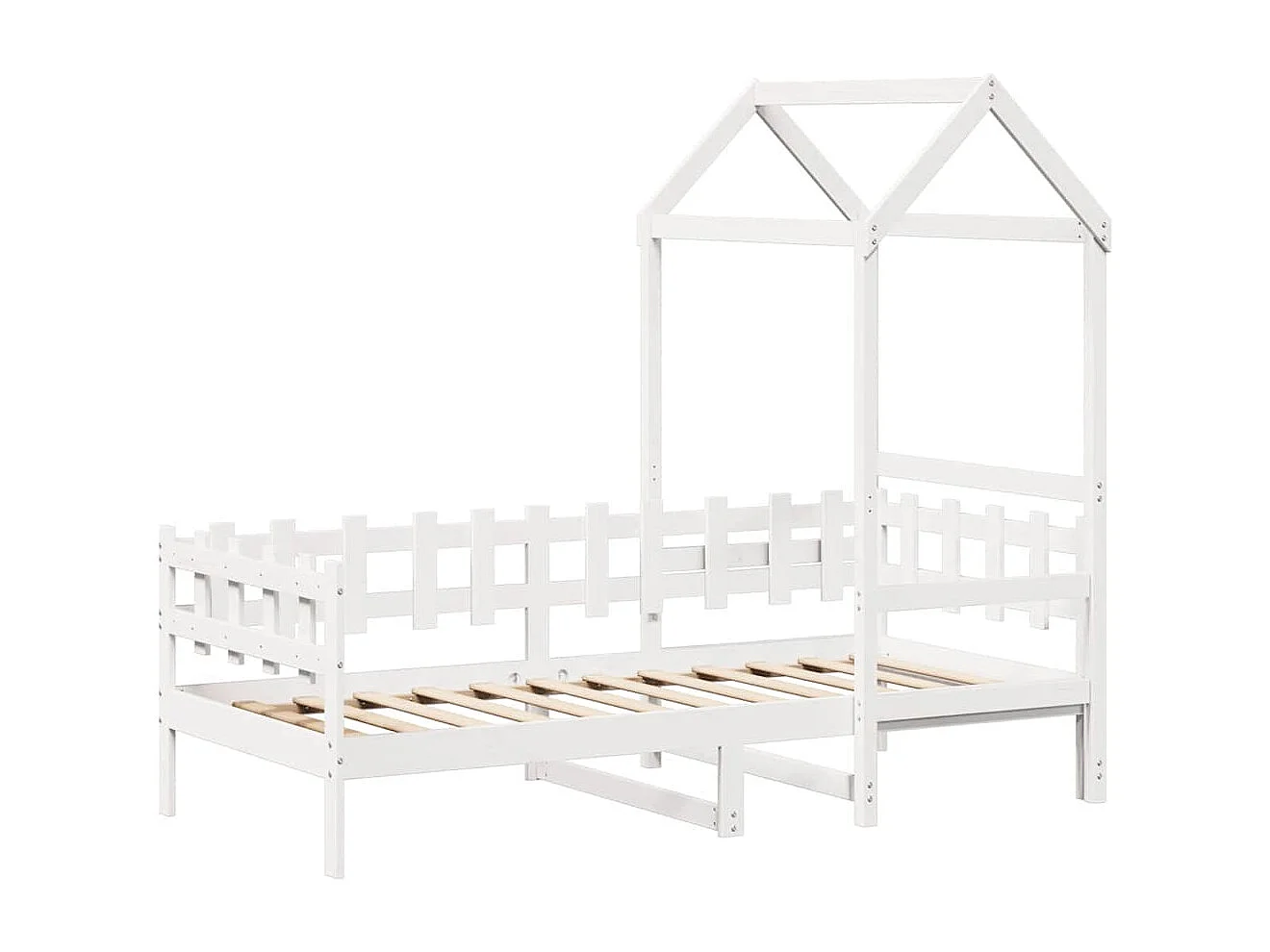 Berkfield Day Bed with Roof without Mattress White 80x200 cm Solid Wood