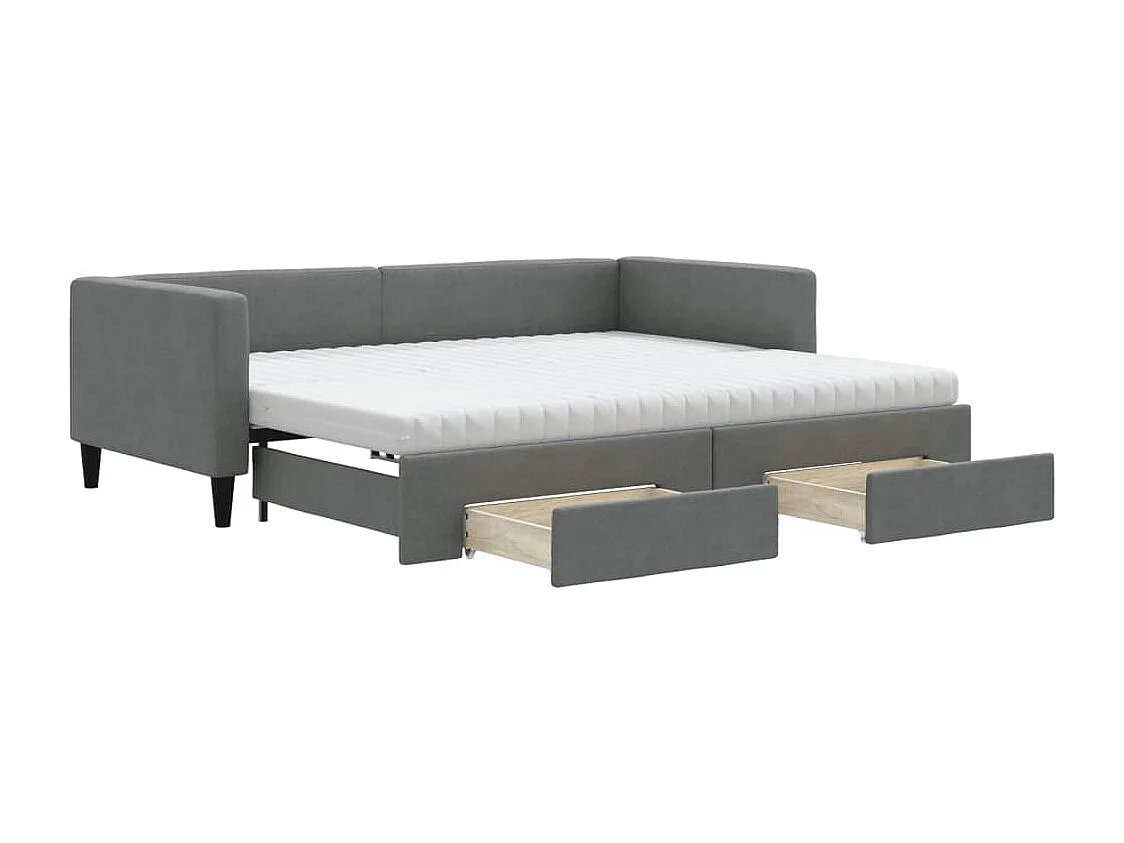 Berkfield Daybed with Trundle and Drawers Dark Grey 90x190 cm Fabric