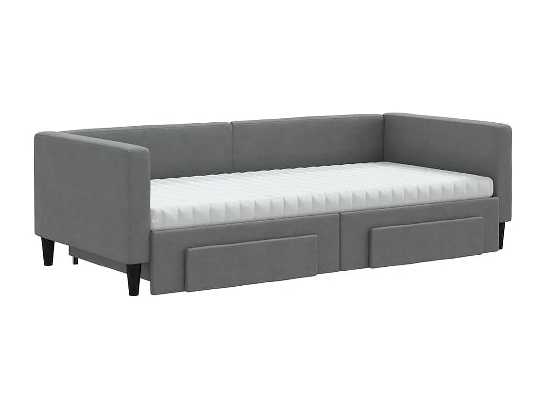 Berkfield Daybed with Trundle and Drawers Dark Grey 90x190 cm Fabric