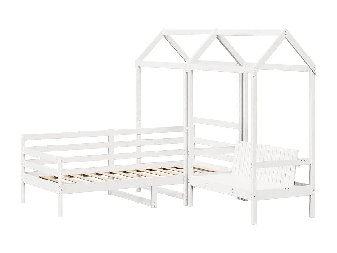 Berkfield Day Bed and Bench Set with Roof without Mattress White 80x200 cm