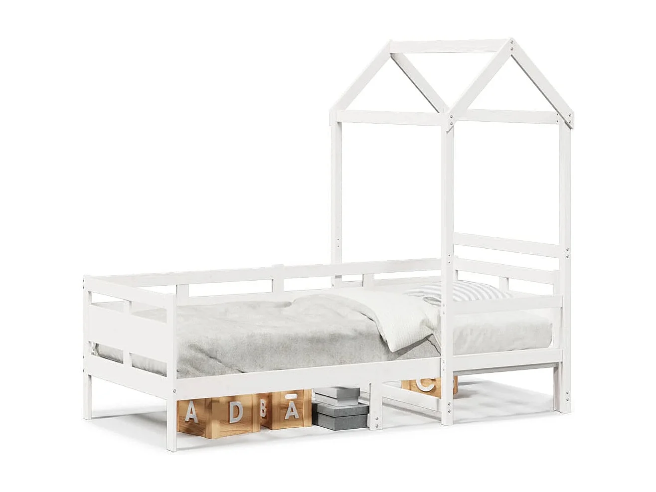 Berkfield Day Bed with Roof without Mattress White 80x200 cm Solid Wood