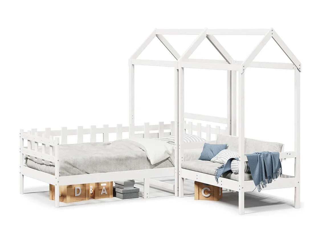 Berkfield Day Bed and Bench Set with Roof without Mattress White 80x200 cm