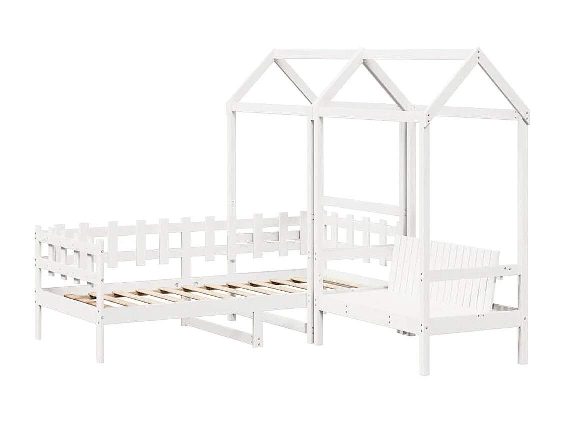 Berkfield Day Bed and Bench Set with Roof without Mattress White 80x200 cm