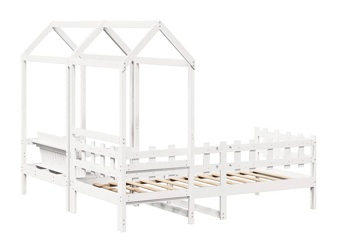 Berkfield Day Bed and Bench Set with Roof without Mattress White 80x200 cm