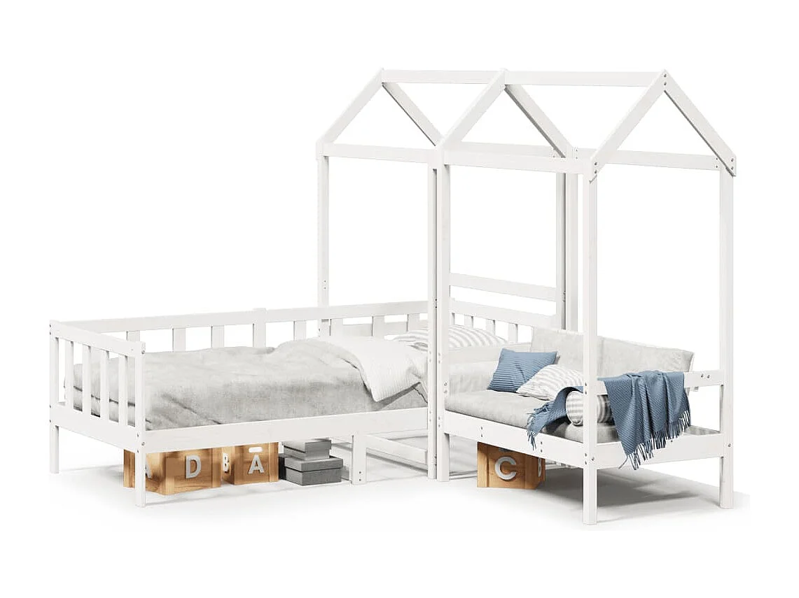 Berkfield Day Bed and Bench Set with Roof without Mattress White 80x200 cm