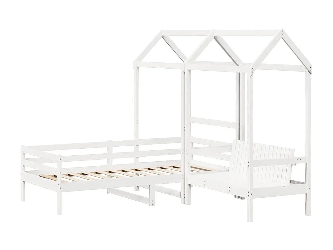 Berkfield Day Bed and Bench Set with Roof without Mattress White 80x200 cm