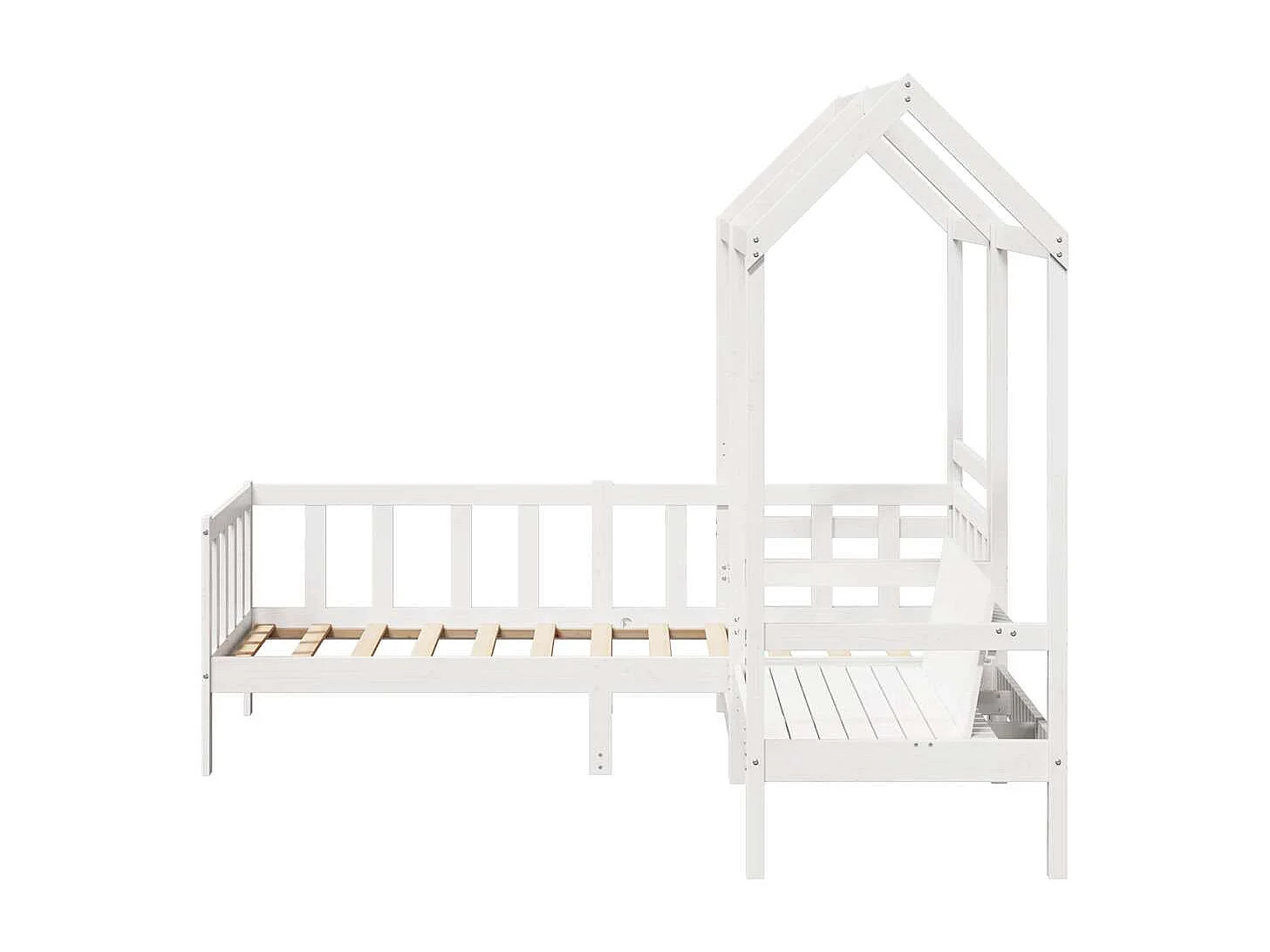 Berkfield Day Bed and Bench Set with Roof without Mattress White 80x200 cm