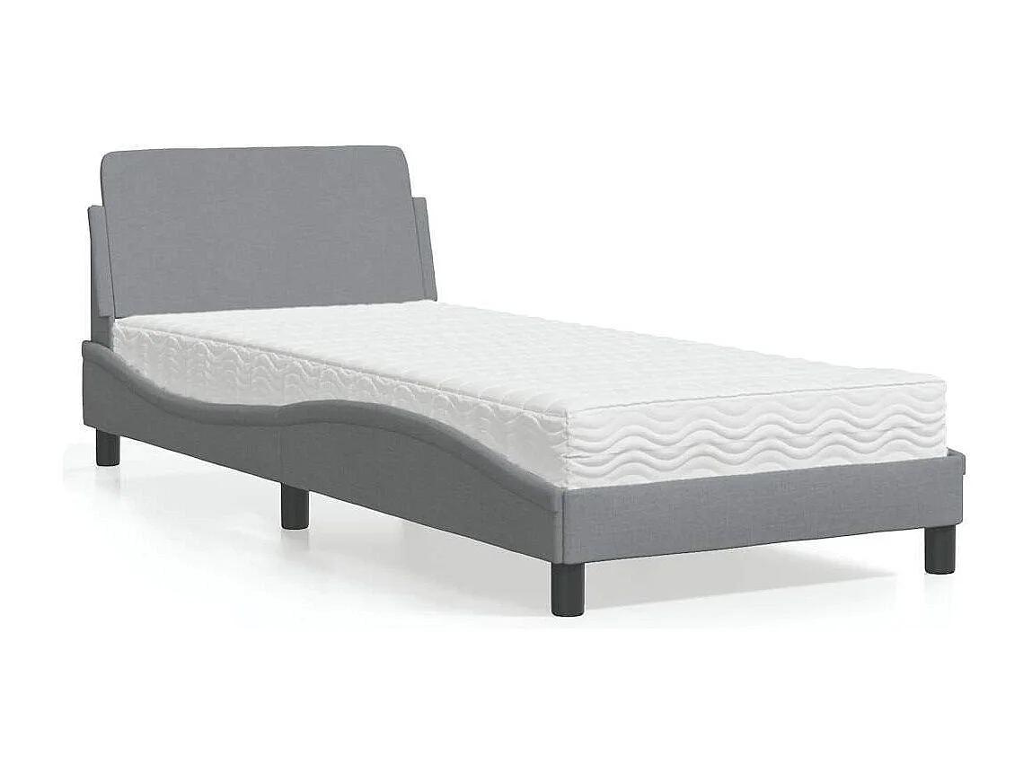 Berkfield Bed with Mattress "Dover" Light Grey Single Fabric