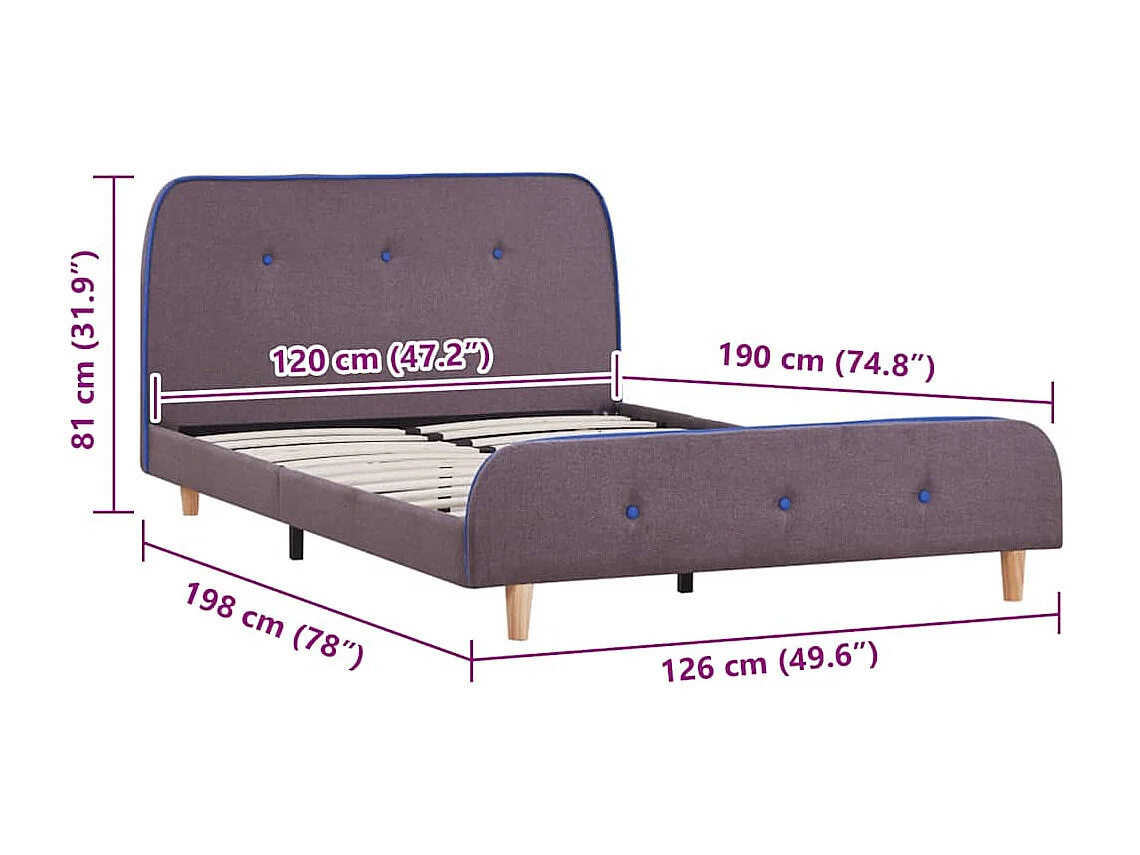 Berkfield Bed Frame without Mattress Taupe Fabric 120x190 cm Small Double