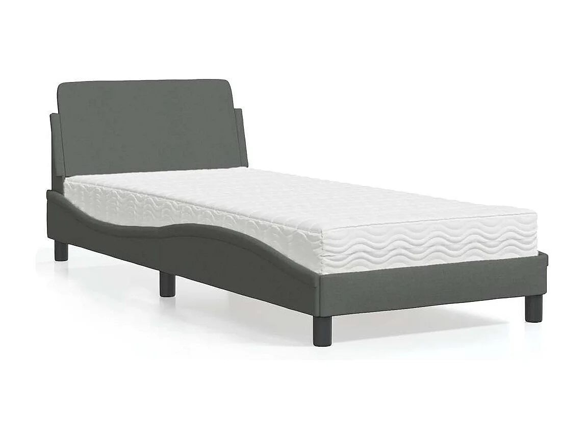 Berkfield Bed with Mattress "Dover" Dark Grey Single Fabric