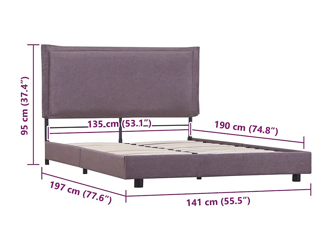 Berkfield Bed Frame without Mattress Taupe Fabric 135x190 cm Double