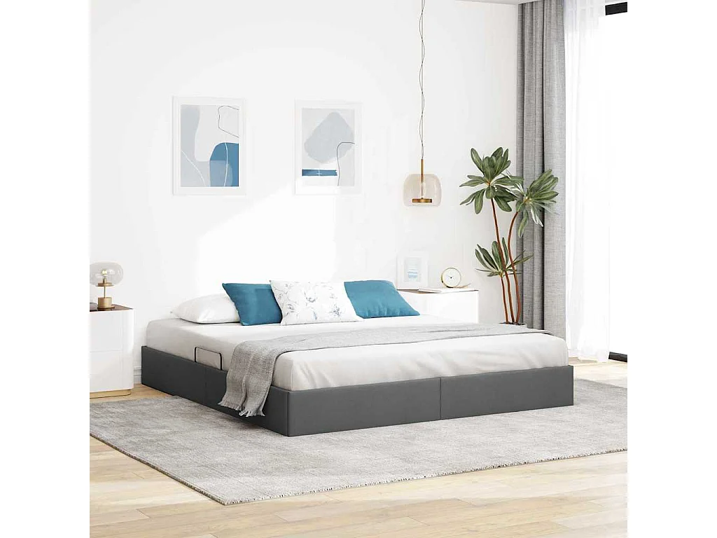Berkfield Storage Bed with Headboard Dark Grey 180 x 200 cm Fabric
