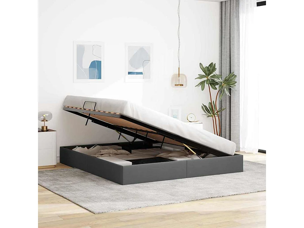 Berkfield Storage Bed with Headboard Dark Grey 180 x 200 cm Fabric