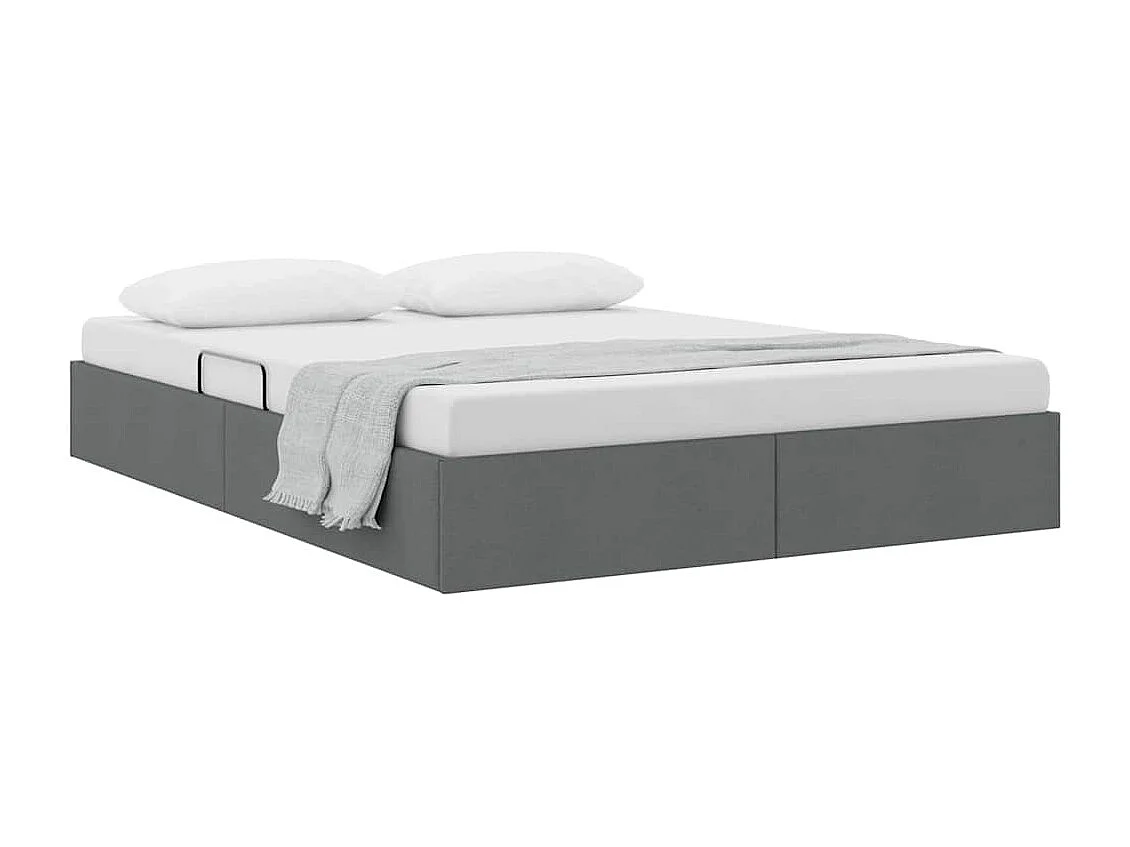 Berkfield Storage Bed with Headboard Dark Grey 135 x 190 cm Fabric