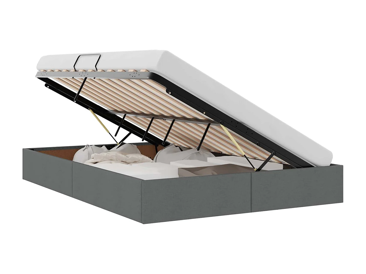 Berkfield Storage Bed with Headboard Dark Grey 135 x 190 cm Fabric