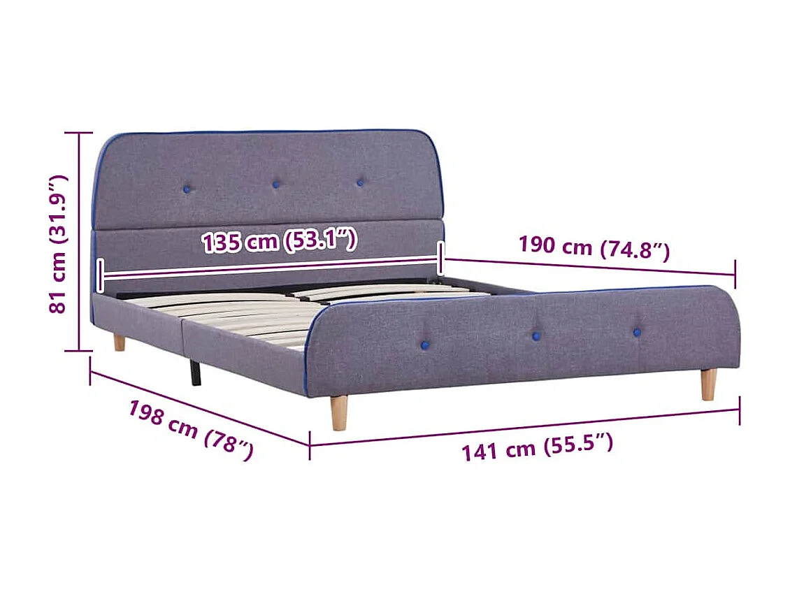 Berkfield Bed Frame without Mattress Light Grey Fabric 135x190 cm Double