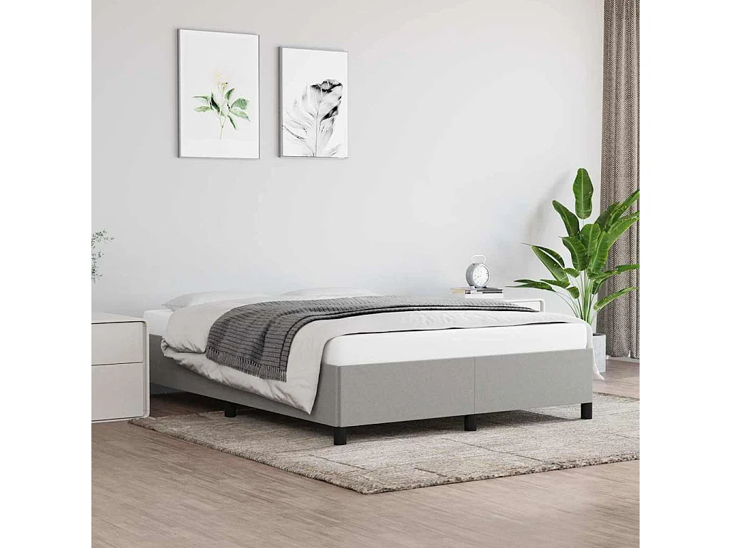 Berkfield Bed Frame without Mattress Light Grey 135x190 cm Double Double Fabric