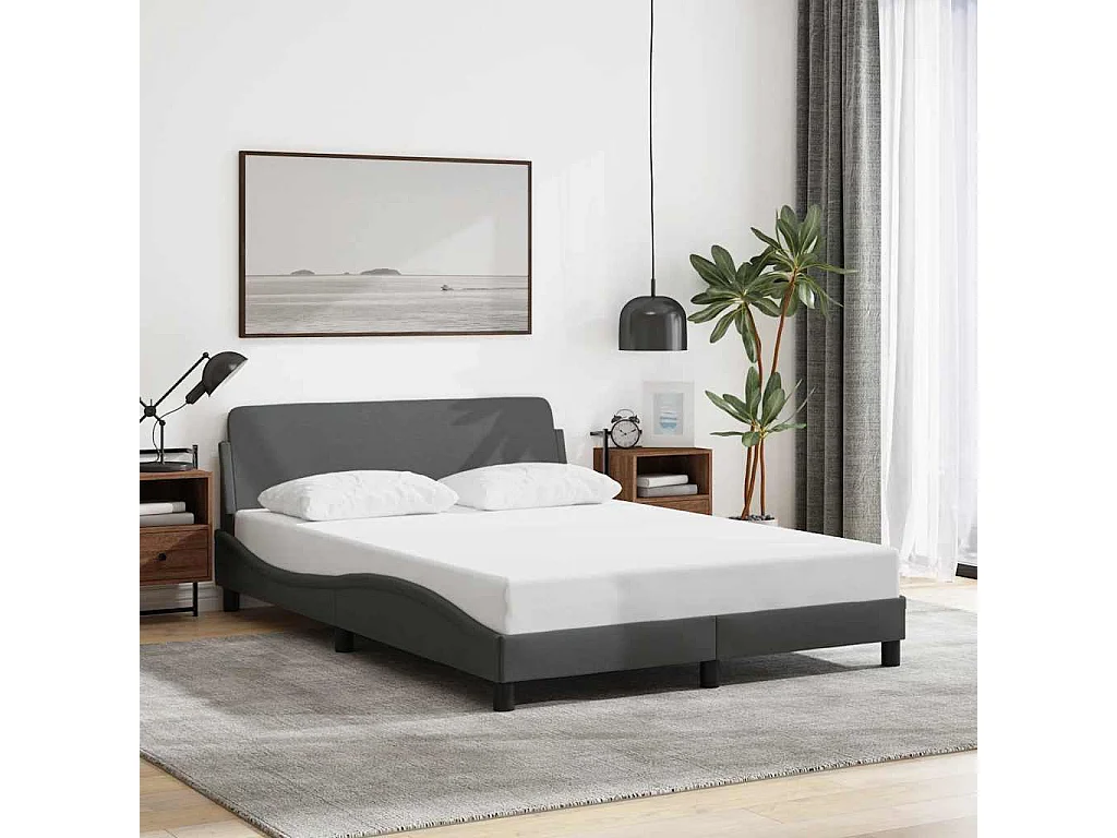 Berkfield Bed Frame "Dover" Dark Grey 135x190 cm Double Fabric