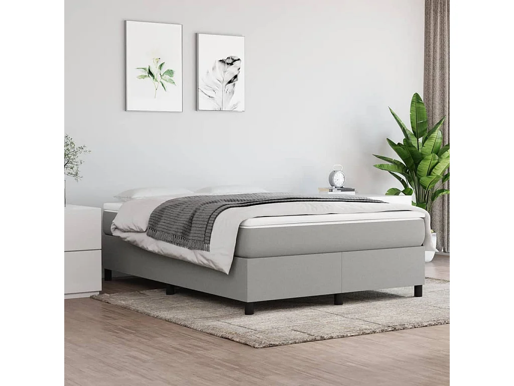 Berkfield Box Spring Bed Frame Light Grey Double Fabric (UK/IE/FI/NO only)