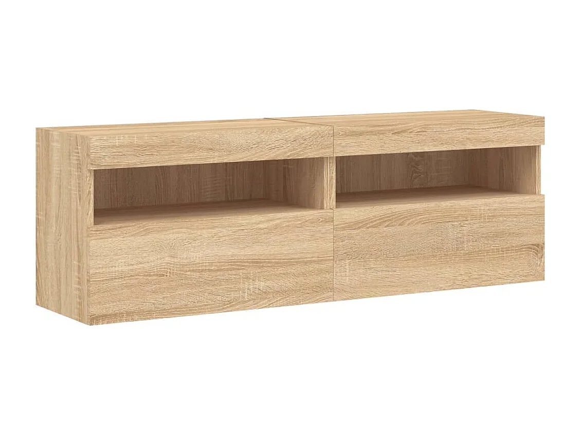 Berkfield TV Wall Cabinets with LED Lights 2 pcs Sonoma Oak 60x30x40 cm