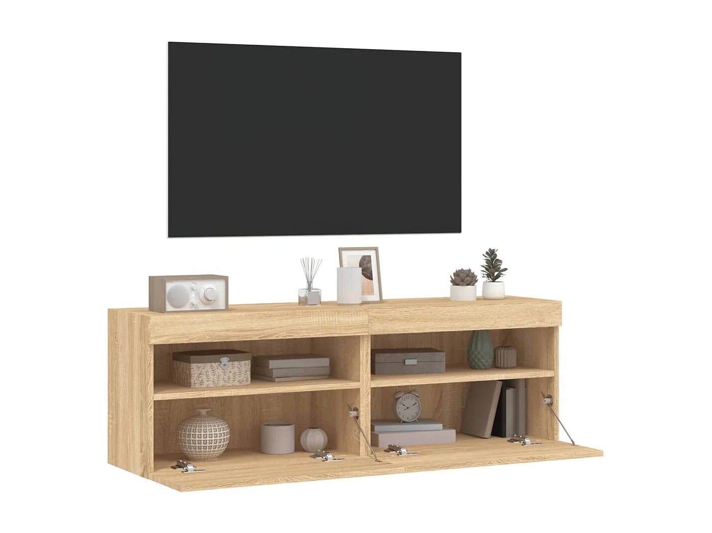 Berkfield TV Wall Cabinets with LED Lights 2 pcs Sonoma Oak 60x30x40 cm