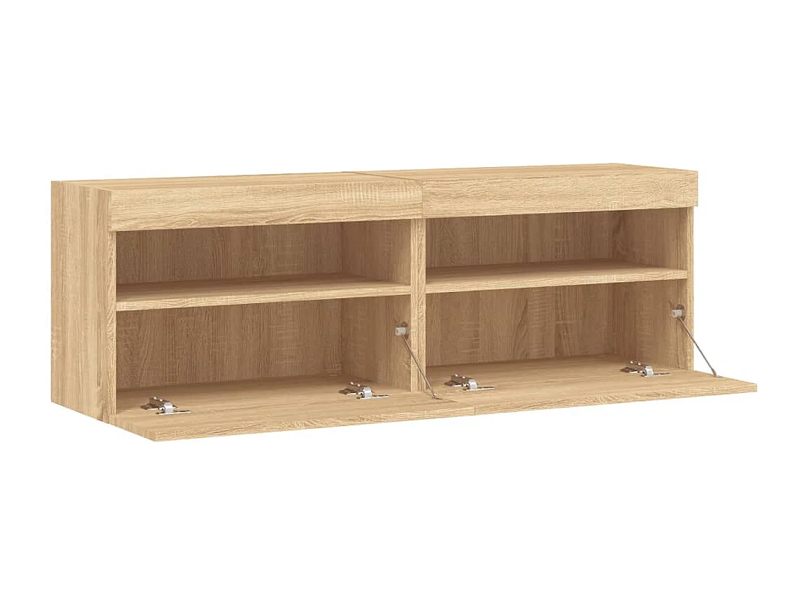 Berkfield TV Wall Cabinets with LED Lights 2 pcs Sonoma Oak 60x30x40 cm