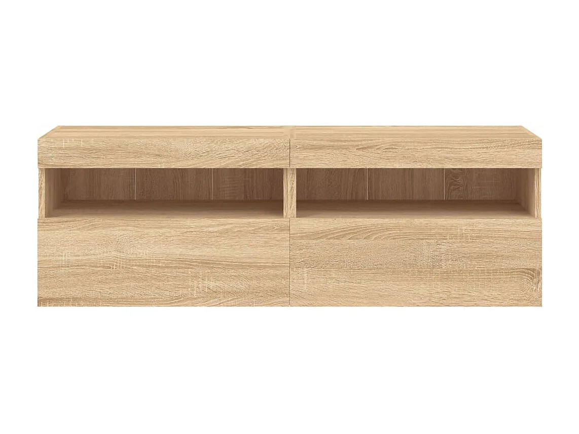 Berkfield TV Wall Cabinets with LED Lights 2 pcs Sonoma Oak 60x30x40 cm