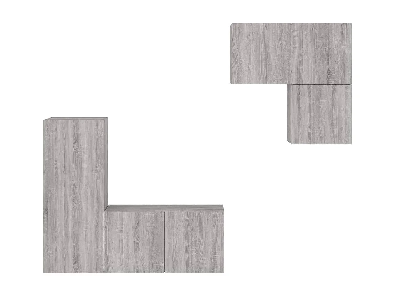 Berkfield 4 Piece TV Wall Units Grey Sonoma Engineered Wood