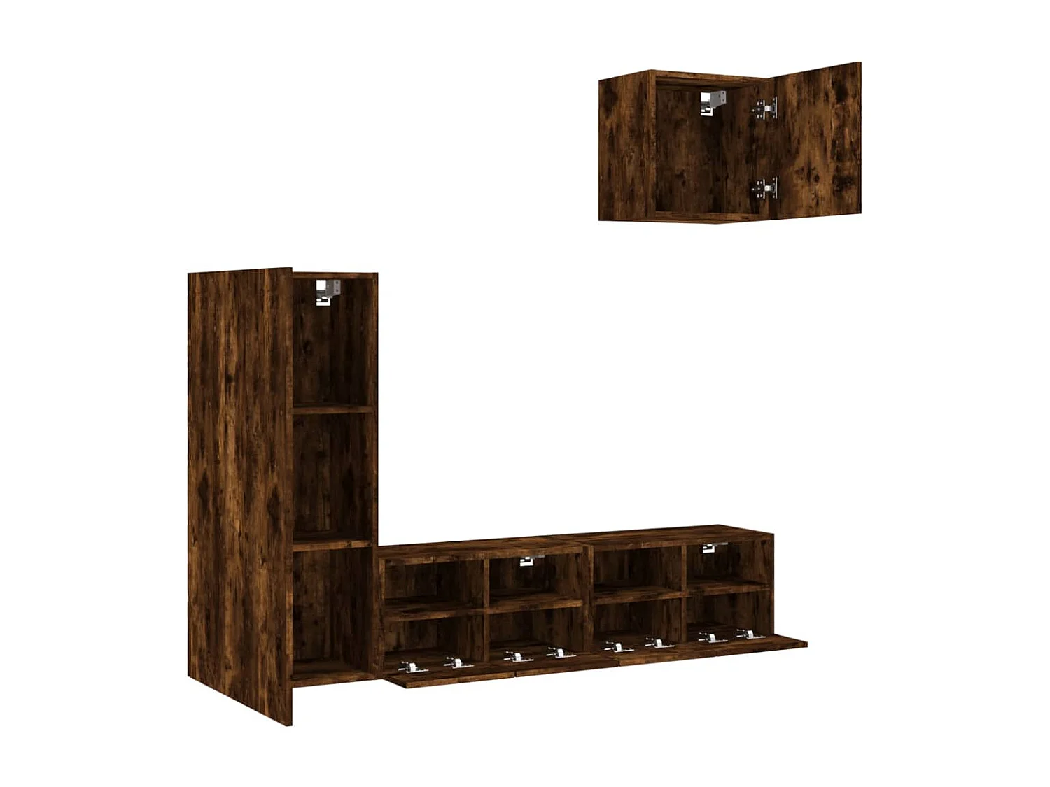 Berkfield 4 Piece TV Wall Units Smoked Oak Engineered Wood