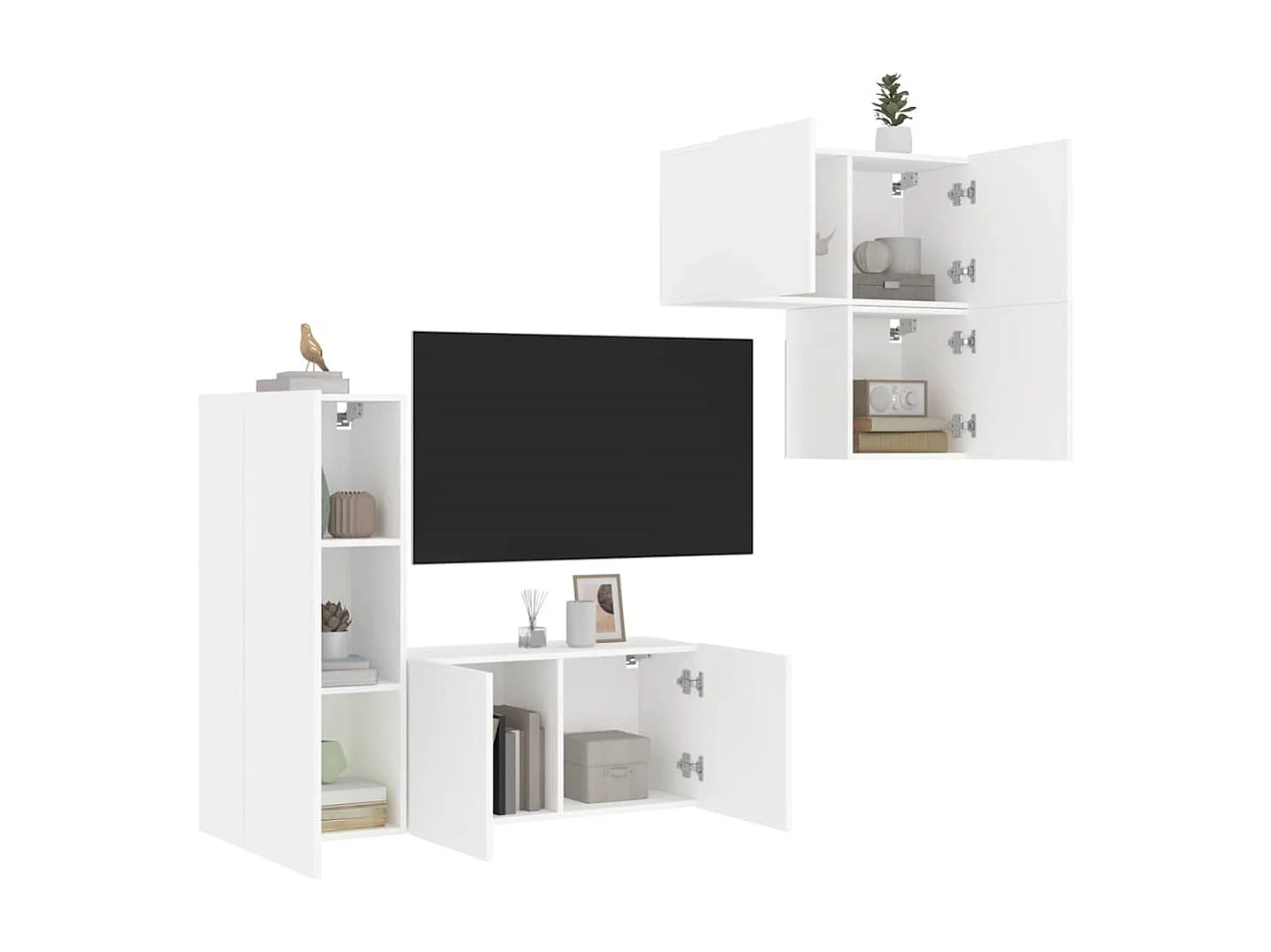 Berkfield 4 Piece TV Wall Units White Engineered Wood