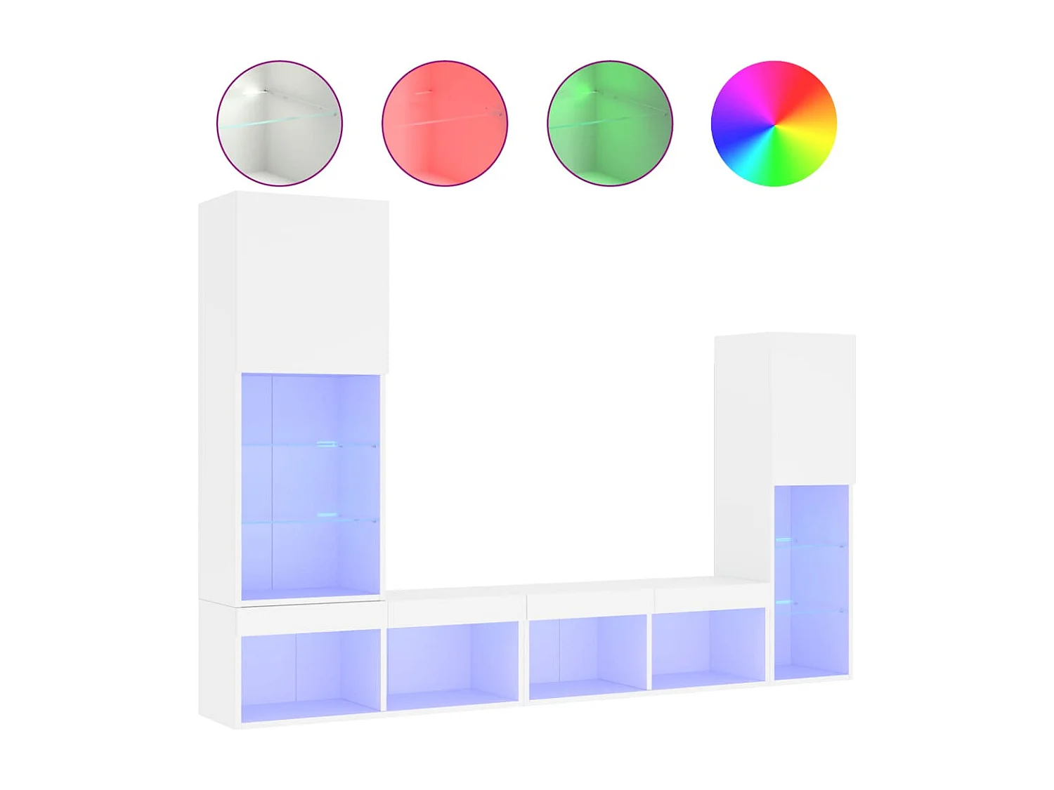 Berkfield 4 Piece TV Wall Units with LED White Engineered Wood