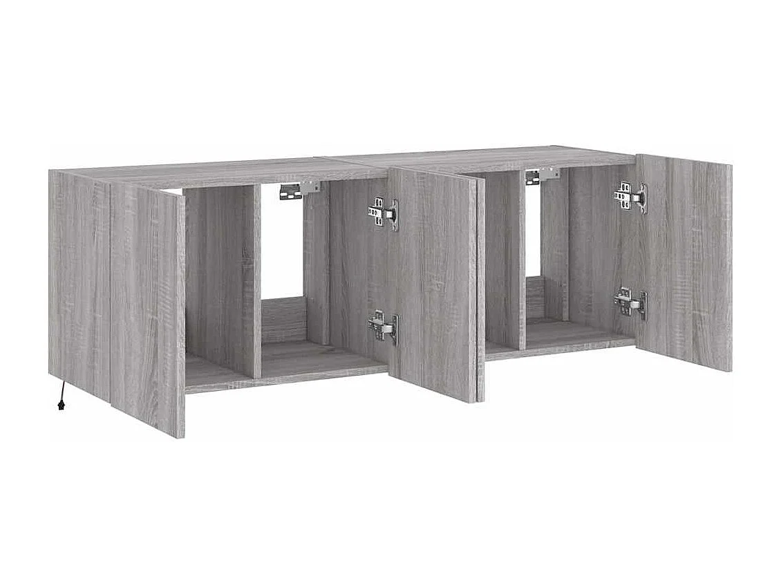 Berkfield TV Wall Cabinets with LED Lights 2 pcs Grey Sonoma 60x35x41 cm
