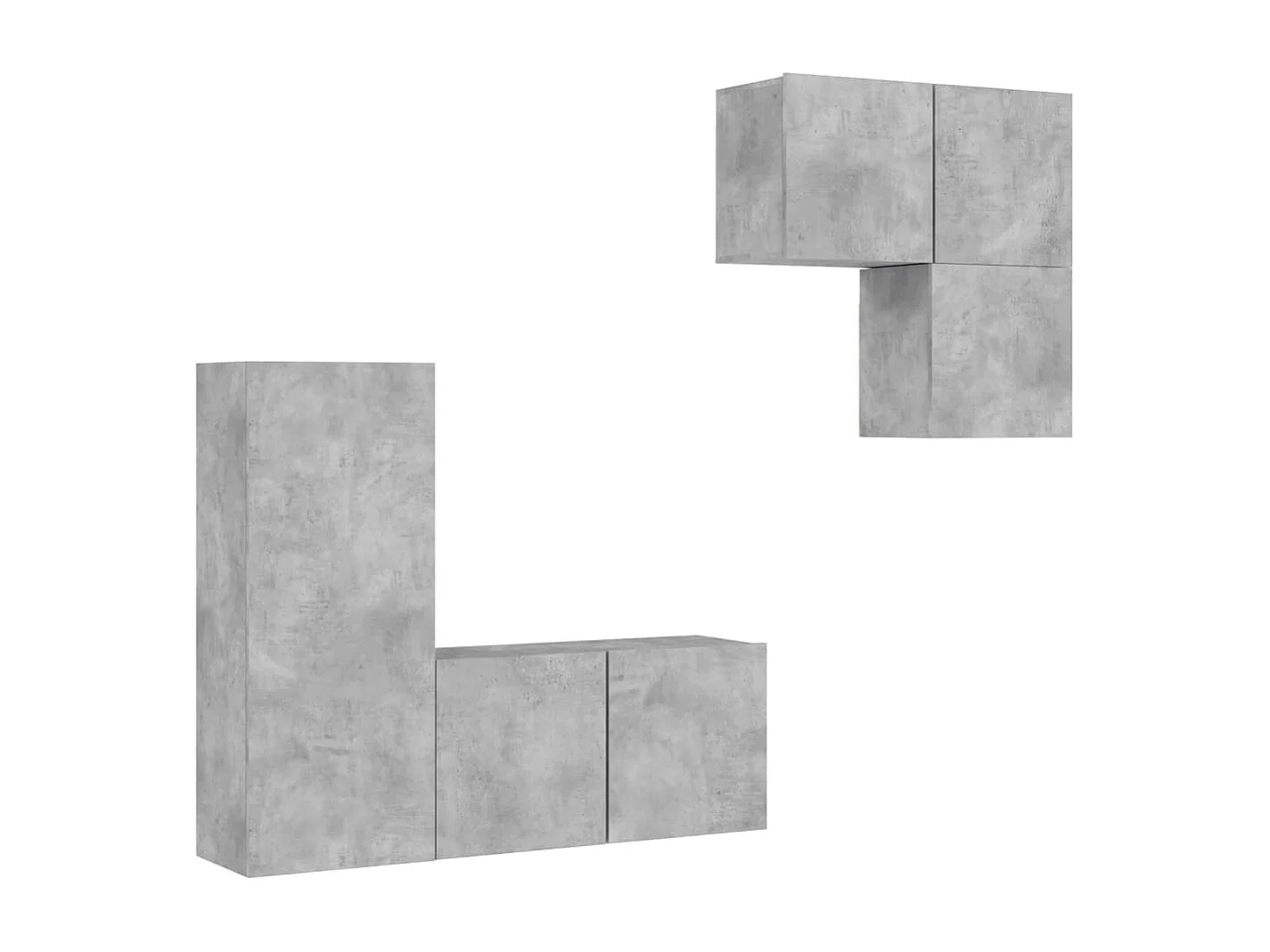 Berkfield 4 Piece TV Wall Units Concrete Grey Engineered Wood