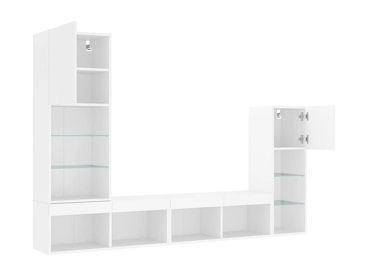 Berkfield 4 Piece TV Wall Units with LED White Engineered Wood
